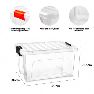Caja de Almacenaje Klip 16.6L Plastic Forte con Tapa Cajas de plástico almacenaje Caja con Tapa - Sweet Home