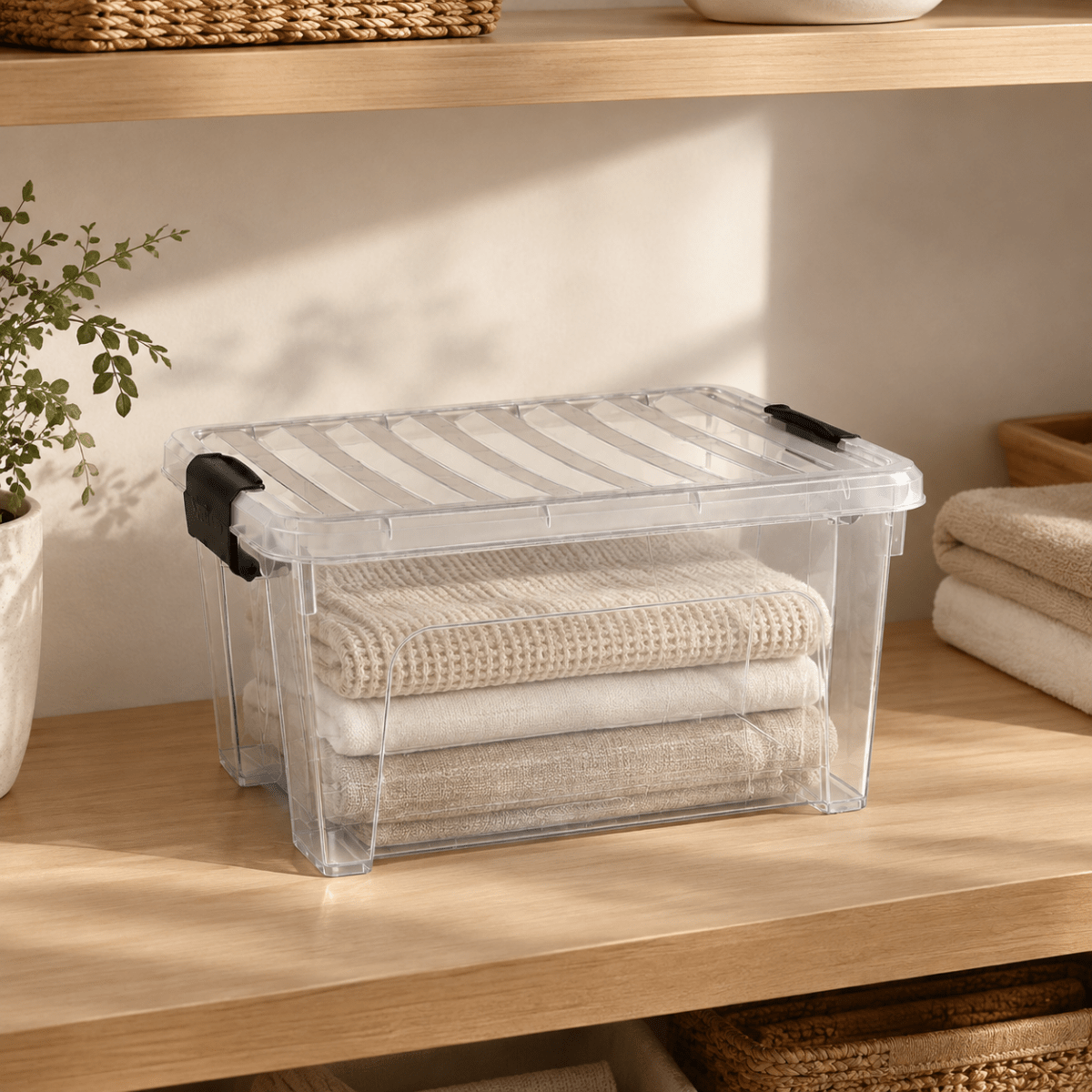 Caja de Almacenaje Klip 16.6L Plastic Forte con Tapa Cajas de plástico almacenaje Caja con Tapa - Sweet Home