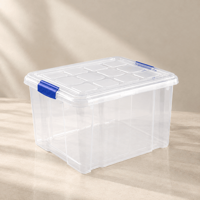 Caja de Almacenamiento 25L Plastic Forte | Transparente con Tapa Cajas de plástico Almacenaje caja - Sweet Home