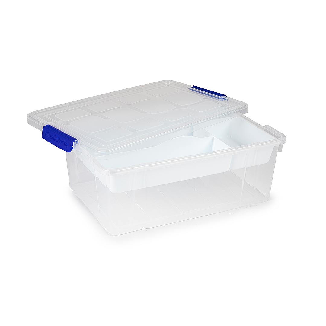 Caja multiusos de 9 litros con bandeja organizadora Cajas de plástico almacenaje Caja con Tapa - Sweet Home