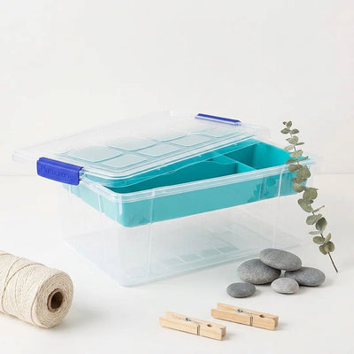 Caja multiusos de 9 litros con bandeja organizadora Cajas de plástico almacenaje Caja con Tapa - Sweet Home