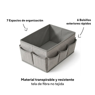 Caja Organizadora de Tela Plegable 25x15x12 cm - Organizador Multiusos 7 Compartimentos - Sweet Home
