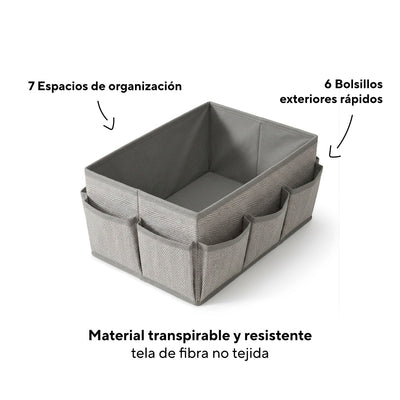 Caja Organizadora de Tela Plegable 25x15x12 cm - Organizador Multiusos 7 Compartimentos - Sweet Home