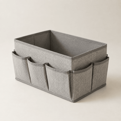 Caja Organizadora de Tela Plegable 25x15x12 cm - Organizador Multiusos 7 Compartimentos Contenedores para almacenaje Caja de Almacenaje - Sweet Home
