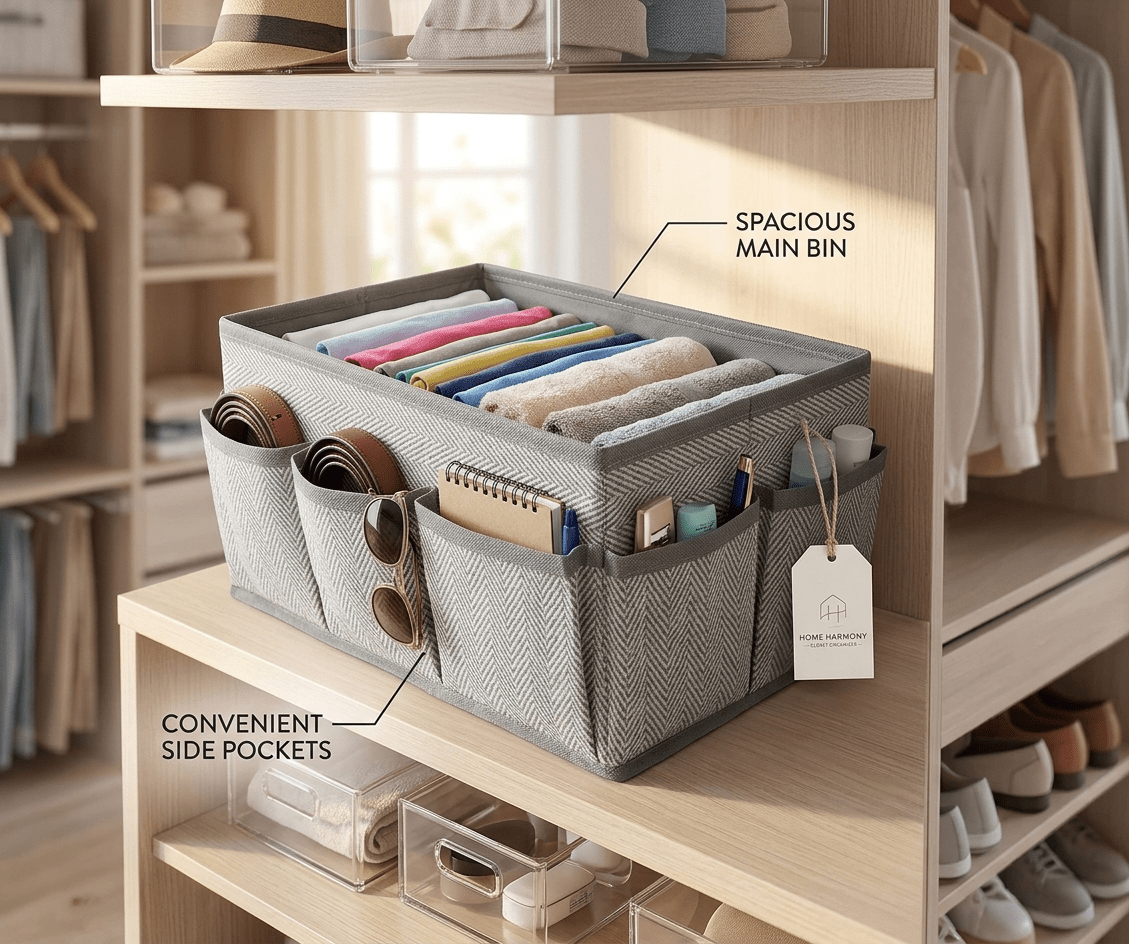 Caja Organizadora de Tela Plegable 25x15x12 cm - Organizador Multiusos 7 Compartimentos - Sweet Home