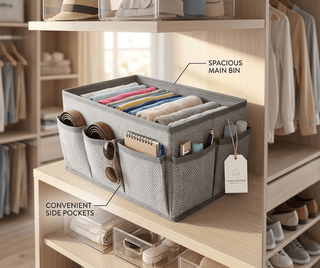 Caja Organizadora de Tela Plegable 25x15x12 cm - Organizador Multiusos 7 Compartimentos - Sweet Home