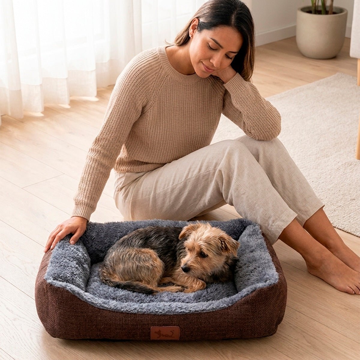Cama Antiestrés de Felpa para Perros y Gatos | Suave y Lavable Camas para mascotas Cama de viaje - Sweet Home