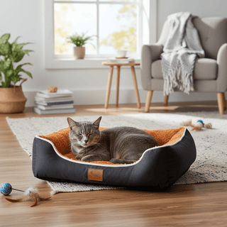 Cama Cuna para Perros Naranja y Negra - Resistente y Lavable (3 Tamaños) - Sweet Home