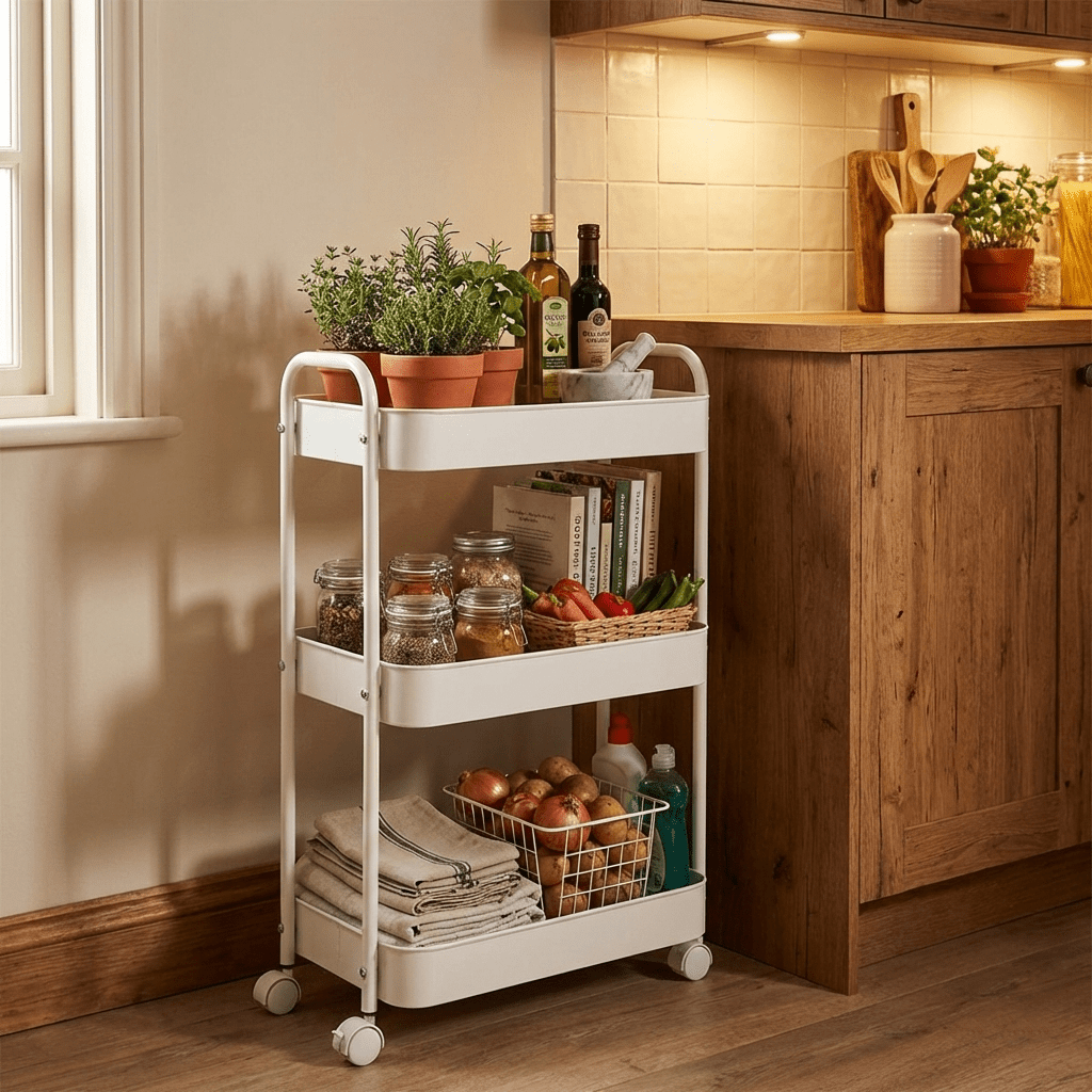 Carro de Almacenamiento de 3 Niveles con Ruedas – Organizador Multiusos para Cocina - Sweet Home