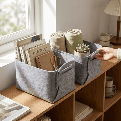 Cesta de Almacenamiento de Fieltro Plegable | Organizador Multiusos Gris Antracita - Sweet Home