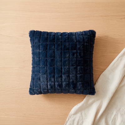 Cojín Decorativo de Pelo Azul Marino 45cm