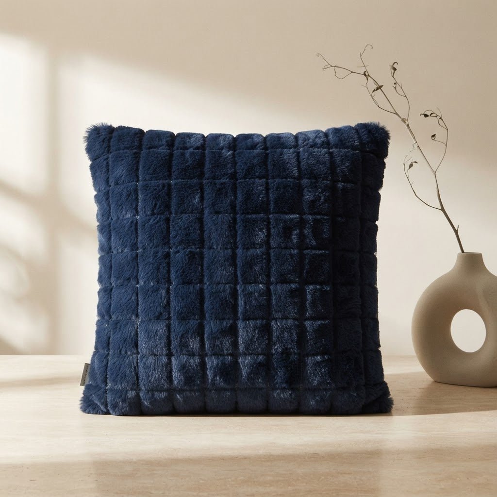 Cojín Decorativo de Pelo Azul Marino 45cm Cojines Cojin de tersiopelo - Sweet Home