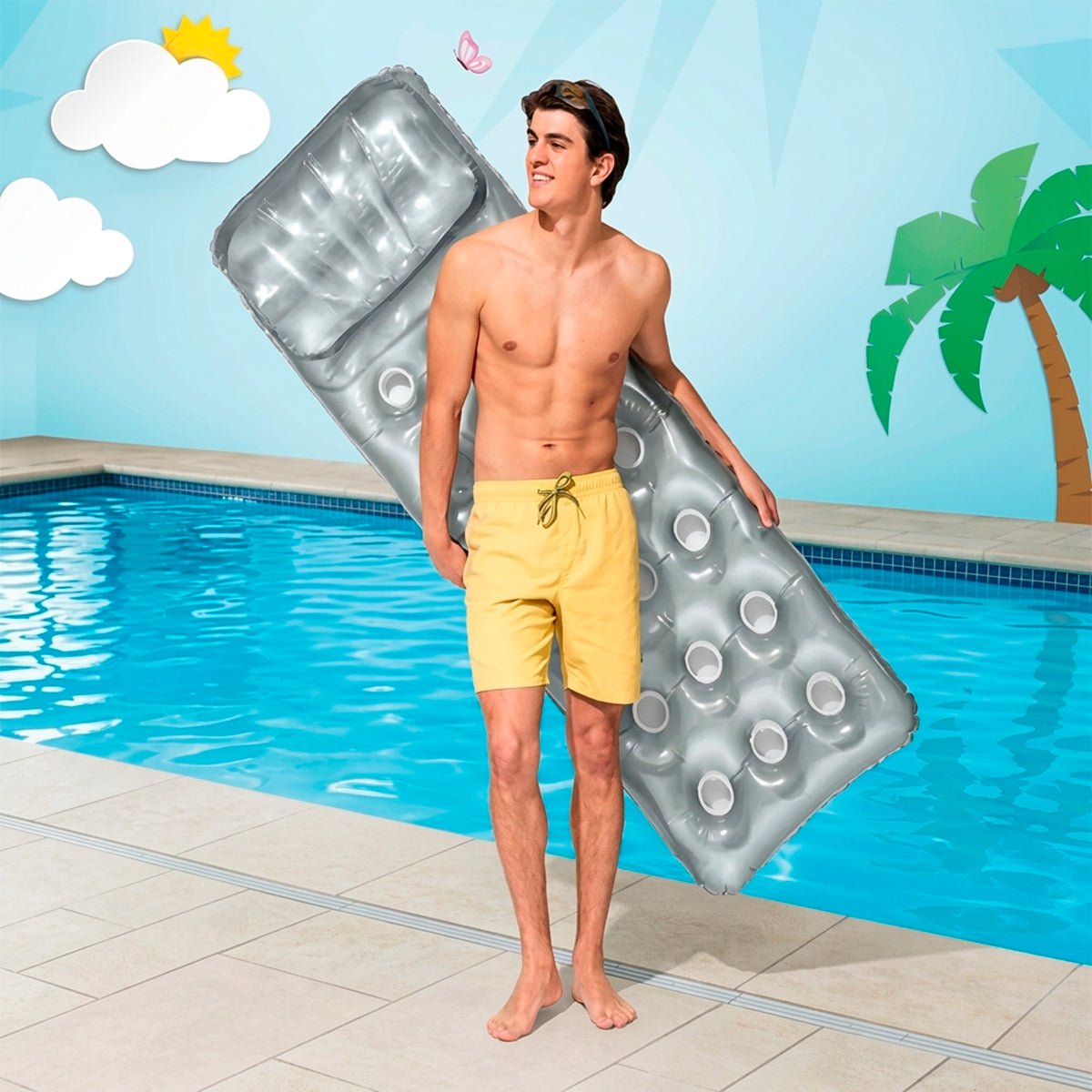 Colchoneta Hinchable Intex Plateada para Piscina - Sweet Home