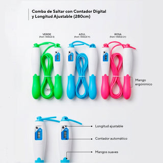 Comba de Saltar con Contador Digital y Longitud Ajustable (280cm) - Sweet Home