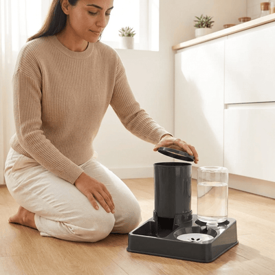 Comedero y bebedero para mascotas 2 en 1 con dispensador de agua y alimento Alimentadores automáticos - Sweet Home