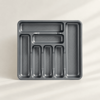 Cubertero Plástico Gris 7 Compartimentos | Organizador Cubiertos Escurreplatos accesorios de cocina - Sweet Home