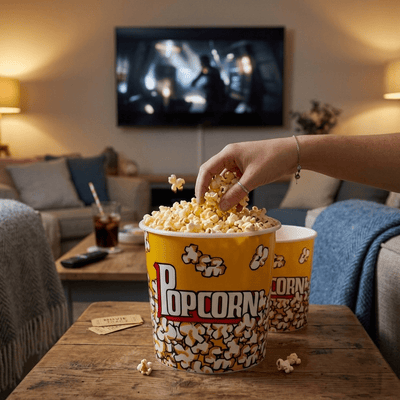 Cubo de Palomitas Reutilizable Estilo Cine de Plástico Duro - Sweet Home