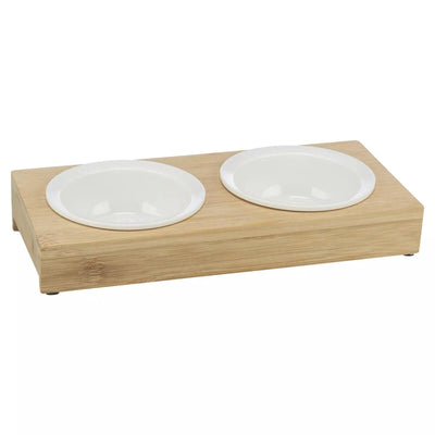 Cuenco Doble de Cerámica con Soporte Bambú - Sweet Home