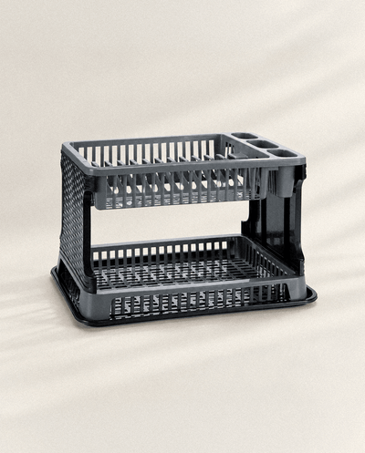 Escurreplatos de Plástico 2 Pisos Gris | Escurridor de Platos con Bandeja Antigoteo Escurreplatos accesorios de cocina - Sweet Home