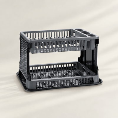 Escurreplatos de Plástico 2 Pisos Gris | Escurridor de Platos con Bandeja Antigoteo Escurreplatos accesorios de cocina - Sweet Home
