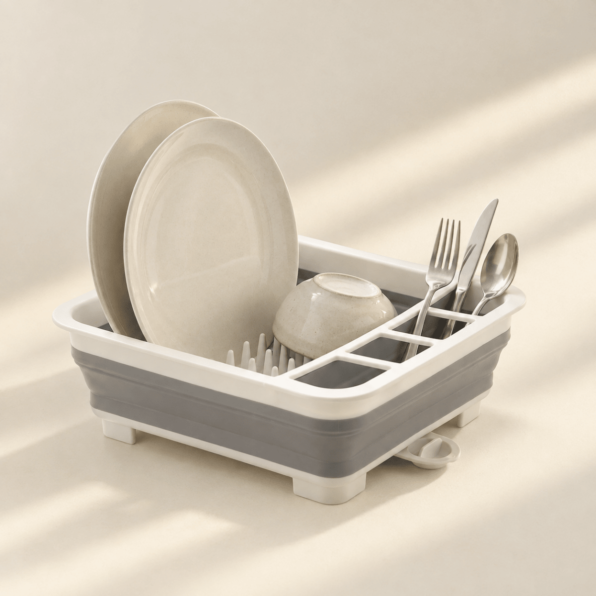 Escurreplatos de Silicona Plegable (Blanco y Gris) Escurreplatos accesorios de cocina - Sweet Home