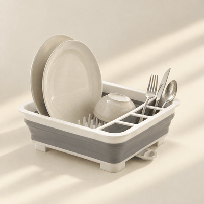 Escurreplatos de Silicona Plegable (Blanco y Gris) Escurreplatos accesorios de cocina - Sweet Home