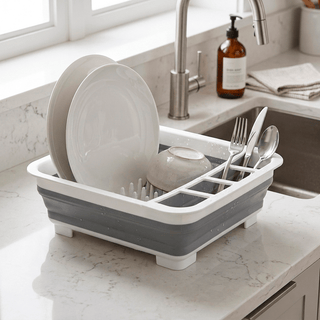 Escurreplatos de Silicona Plegable (Blanco y Gris) - Sweet Home