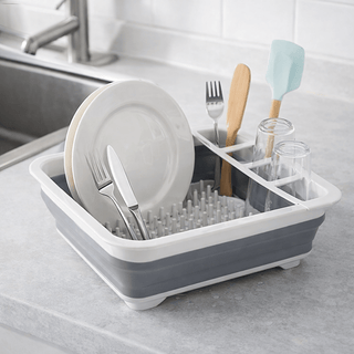 Escurreplatos de Silicona Plegable (Blanco y Gris) - Sweet Home