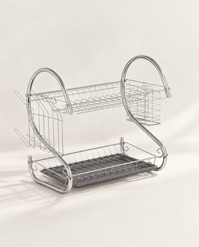 Escurreplatos doble de metal con bandeja Escurreplatos accesorios de cocina - Sweet Home