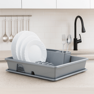 Escurreplatos Rectangular Grande Gris – plástico resistente - Sweet Home
