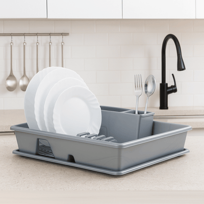 Escurreplatos Rectangular Grande Gris – plástico resistente - Sweet Home