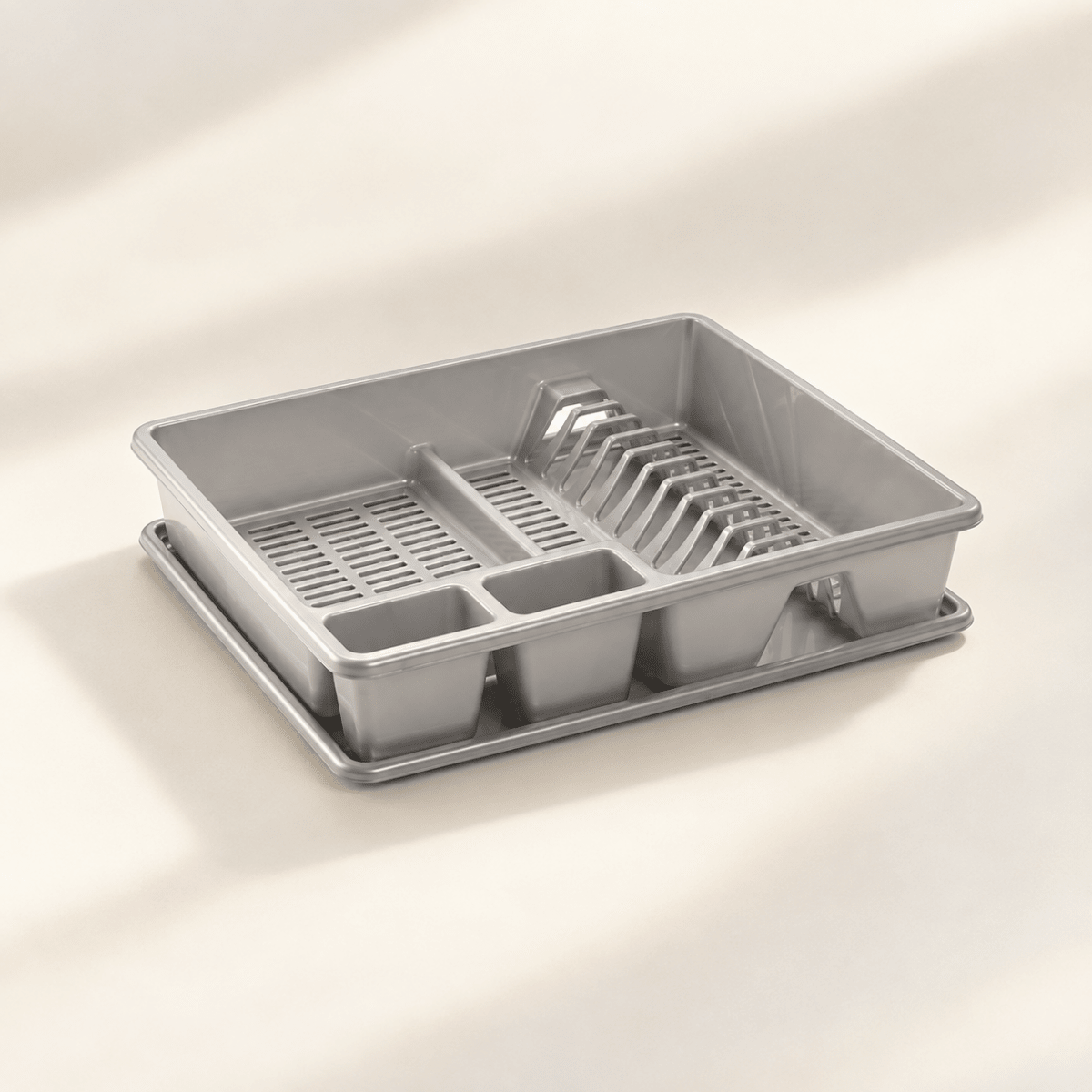 Escurreplatos Rectangular Gris con Bandeja Recoge agua Escurreplatos Cubertero - Sweet Home