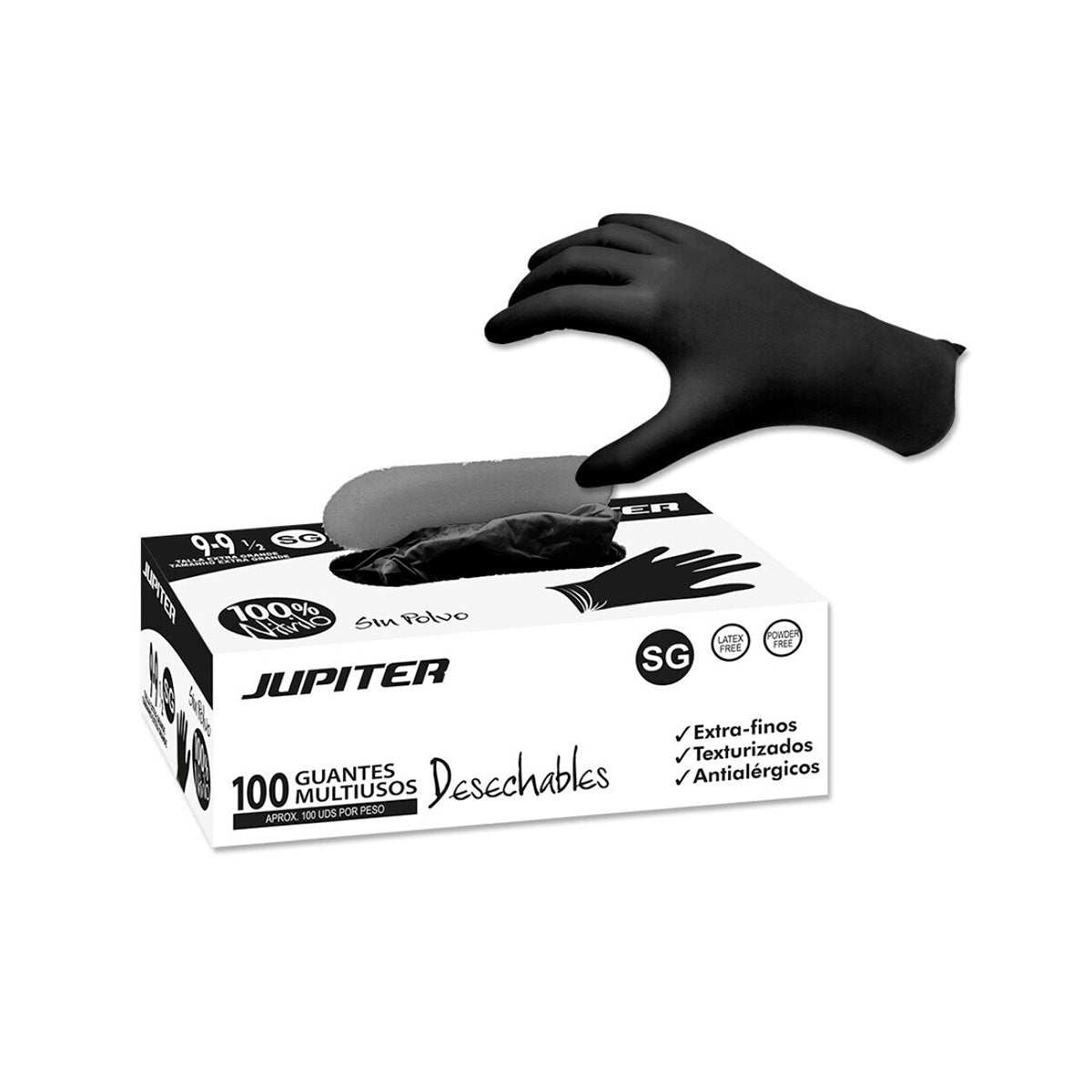 Guantes de nitrilo desechables sin polvo - Caja de 100 unidades - Azul o negro Guantes desechables ferreteria - Sweet Home
