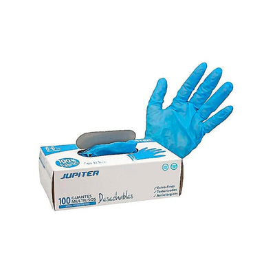 Guantes de nitrilo desechables sin polvo - Caja de 100 unidades - Azul o negro Guantes desechables ferreteria - Sweet Home