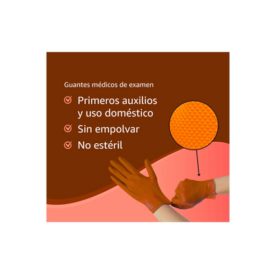 Guantes de nitrilo diamantado naranja sin polvo 50 uds | Tallas M, L y XL Guantes desechables ferreteria - Sweet Home