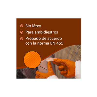 Guantes de nitrilo diamantado naranja sin polvo 50 uds | Tallas M, L y XL Guantes desechables ferreteria - Sweet Home