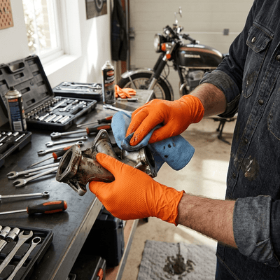 Guantes de nitrilo diamantado naranja sin polvo 50 uds | Tallas M, L y XL Guantes desechables ferreteria - Sweet Home