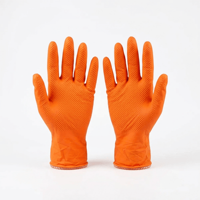 Guantes de nitrilo diamantado naranja sin polvo 50 uds | Tallas M, L y XL Guantes desechables ferreteria - Sweet Home
