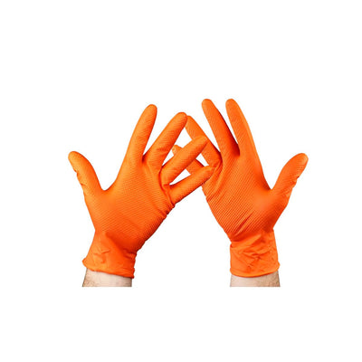 Guantes de nitrilo diamantado naranja sin polvo 50 uds | Tallas M, L y XL Guantes desechables ferreteria - Sweet Home
