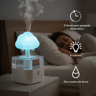 Humidificador Nube de Lluvia y Difusor de Aromas | Luz LED y Sonido Relax - Sweet Home