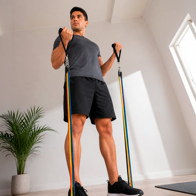 Kit 5 Bandas Elásticas Musculación Resistencia con Asas y Anclaje para Puerta