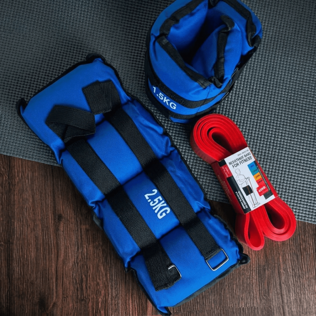 Kit de Entrenamiento Avanzado: Pesas Tobilleras 2.5kg + Set de Bandas Elásticas Bandas elásticas y cintas para ejercicios Crossfit - Sweet Home