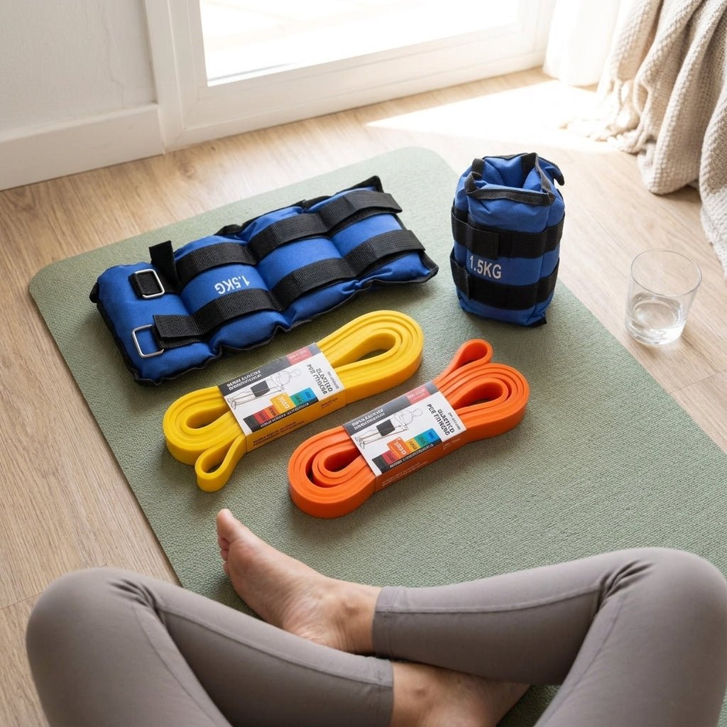 Kit de Entrenamiento Intermedio: Pesas Tobilleras 1.5kg + Set de Bandas Elásticas Bandas elásticas y cintas para ejercicios banda de resistencia - Sweet Home