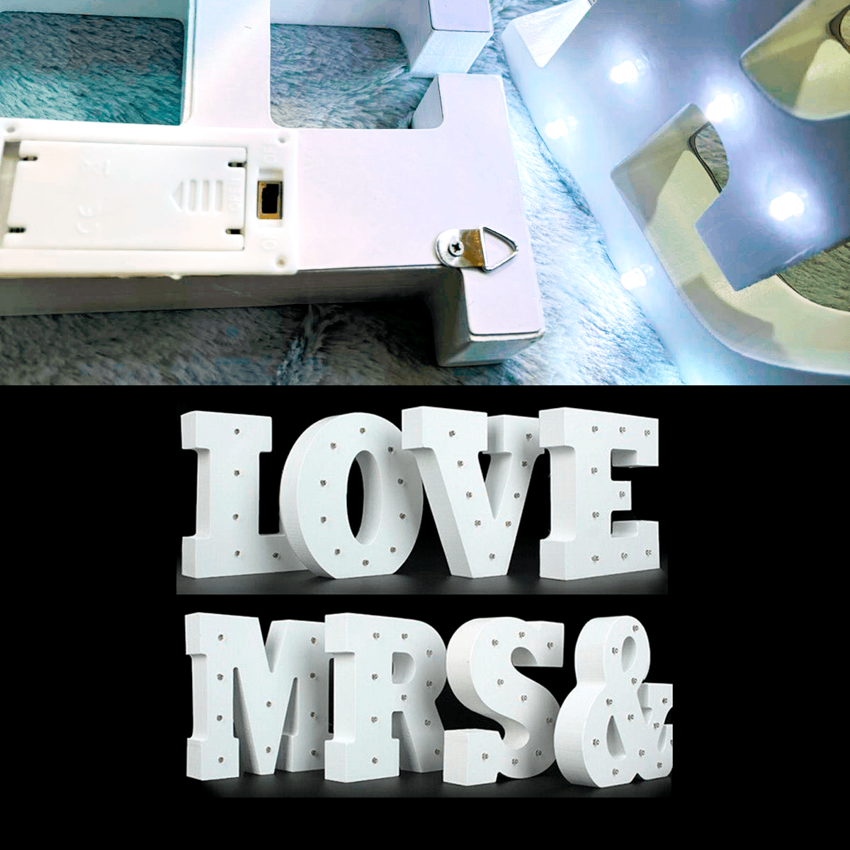 Letra de Madera Blanca con Luces LED - Inicial Luminosa para Decoración, Bodas y Regalos Personalizados - Sweet Home