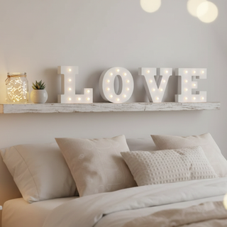 Letra de Madera Blanca con Luces LED - Inicial Luminosa para Decoración, Bodas y Regalos Personalizados