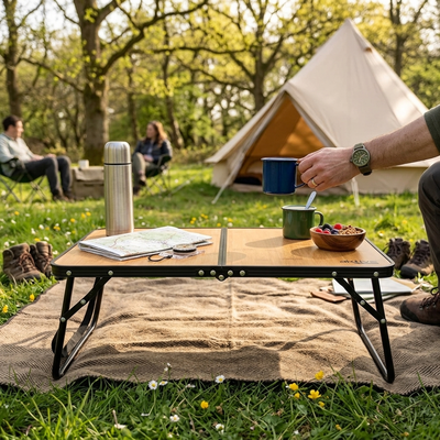Mesa Camping Bambú Plegable – Ligera & Resistente - Sweet Home