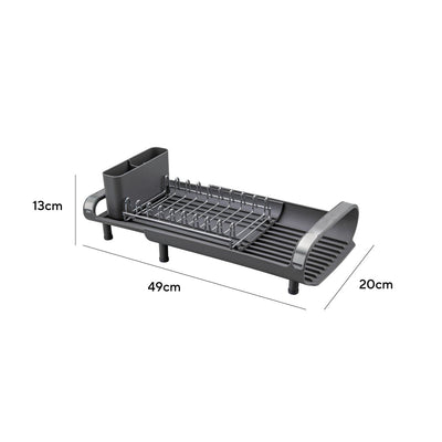 Mini escurridor de vajilla extensible con portacubiertos - negro / blanco Escurreplatos cocina - Sweet Home