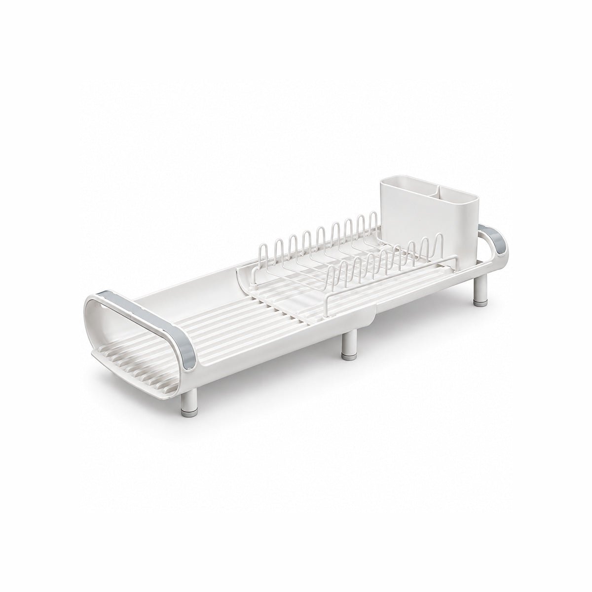 Mini escurridor de vajilla extensible con portacubiertos - negro / blanco Escurreplatos cocina - Sweet Home