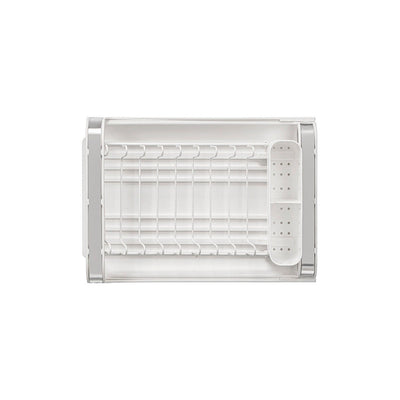 Mini escurridor de vajilla extensible con portacubiertos - negro / blanco Escurreplatos cocina - Sweet Home