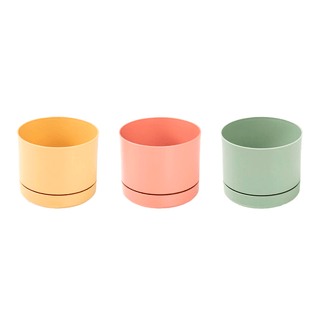 Mini Maceta Con Plato 12 Cm Pack 3 Unidades Colores Pasteles - Sweet Home